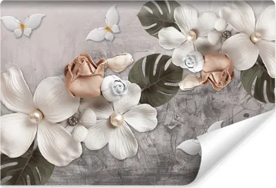 Produktbild von Muralo Vlies Fototapete BLUMEN Blätter Schmetterlinge Abstraktion Br. 135cm x Hö. 90cm