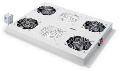 Produktbild von DIGITUS Professional DN-19 FAN-4-SRV - Rack-Dach mit 2 Lüftern - mit 4 Lüfter - Hellgrau, RAL 7035 - 48.3 cm (19")
