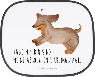 Produktbild von Mr. & Mrs. Panda Auto Sonnenblende Hund Dackel - Weiß - Geschenk, Sonnenschutz, Scheibenschutz, Dachshund, Herz, Hunde, für, Autoscheiben, Sprüche