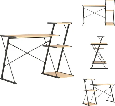 Image de vidaXL Bureau avec étagère noir et chêne 116×50×93 cm - Bureaux