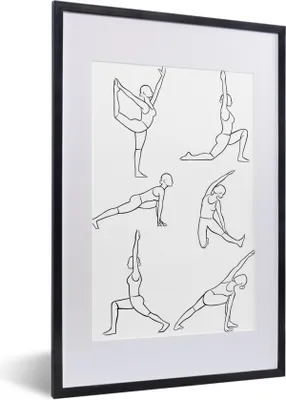Produktbild von MuchoWow® Gerahmtes Poster Yoga - Frauen - Weiß 40x60 cm - Poster mit Schwarzem Bilderrahmen Wandposter Rahmen Foto Bilder - Poster in Rahmen