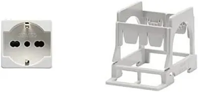 Productafbeelding van GEWISS - DY01008 Serie, Systeemnummer 1. Bevestigingsplaat voor montage op DIN-rail, geschikt voor 1 module, inclusief 1 Schuko-stopcontact