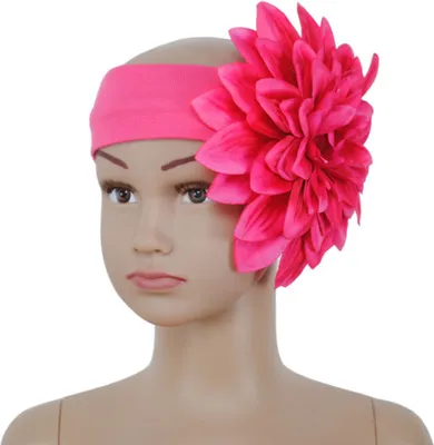 Produktbild von 00707 Gigis Damen Bandana Pink – mit Stoffblume – modisches Accessoire für Frühling & Sommer
