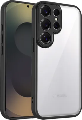 Produktbild von Hülle für Samsung Galaxy S23 Ultra Transparente Rückseite TPU Bumper Stoßfest Handyhülle Schwarz