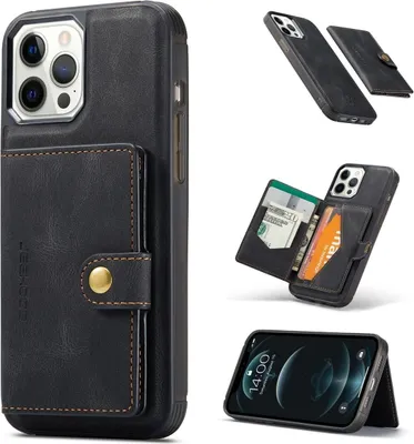 Produktbild von König Design Hülle kompatibel mit Apple iPhone 13 Pro Kunstleder Handyhülle - Handy Case Schwarz