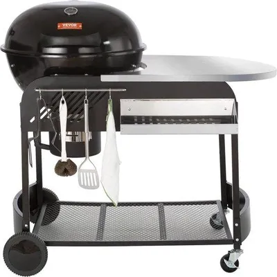 Obrázek produktu pro Charakteristický gril na dřevěné uhlí – pojízdný – výška 101 cm – grilovací plocha 53 cm – smaltovaný povrch