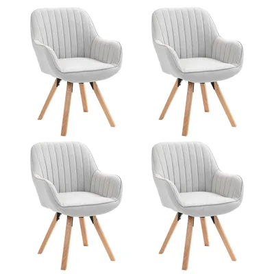 Produktbild von Meubles Cosy 4er-Set bequeme Esszimmerstühle aus beigem Stoff mit 360° Drehfunktion - CARSON