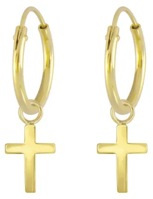 Produktbild von Kreuz Creolen Ohrringe Silber 925 gold