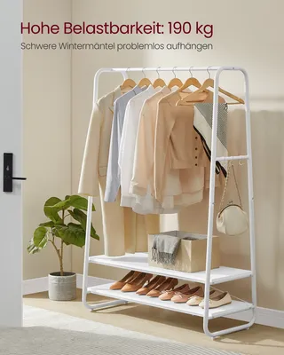 Produktbild von VASAGLE Kleiderständer 2 Ablagen 6 Haken Stahlgestell