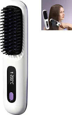 Produktbild von Haarbürste,Haarglätter Bürste für Reisen – MCH Keramik, Glätten oder Locken, konstante Temperatur, leicht & handlich