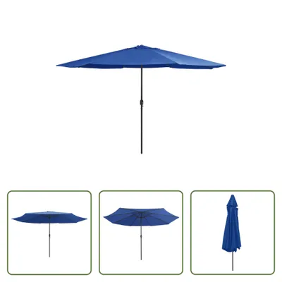 Image de The Living Store Parasol avec mât métallique 390 cm bleu azur