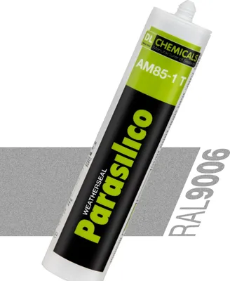 Produktbild von Sanitär Silikon Parasilico AM-85 – neutralvernetzender Silikon-Dichtstoff, schimmelhemmend & dauerelastisch, für Bad & Küche, innen & außen, UV- und witterungsbeständig (1x Kartusche, Weißaluminium (Metallic) RAL 9006)