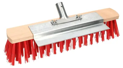 Produktbild von ® Straßenbesen mit Kratzkante - 40 cm - Besen ohne Stiel - mit PVC Borsten - Besen für Draußen & Drinnen - Gartenbesen - Kehrbesen aus Holz - Zimmerbesen mit Holzstiel