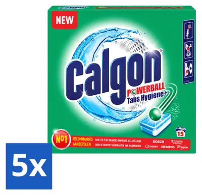 Productafbeelding van 5 x Calgon wasmachinereiniger tabletten - beschermt tegen kalkaanslag - voordeelverpakking - 5 stuks