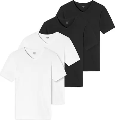 Produktbild von UNCOVER by SCHIESSER Herren T-Shirt 4er Pack - V-Ausschnitt Schwarz / Weiß 2XL