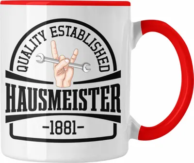 Produktbild von Trendation - Hausmeister Tasse Geschenke Lustig Spruch Haustechniker (Rot)