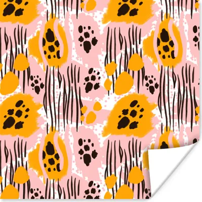 Produktbild von MuchoWow® Poster Rosa - Orange - Formen - Muster 100x100 cm - Babyzimmer