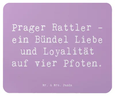 Produktbild von Mr. & Mrs. Panda Mousepad Spruch Prager Rattler - Lavendeltraum - Geschenk, fröhlicher Charakter, kompakter Körperbau, Hunderasse, Mouse Pad, laptop, robuste Rasse, Hunde
