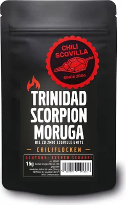Produktbild von CHILI SCOVILLA Trinidad Scorpion Moruga Flocken im SealPack, 15g