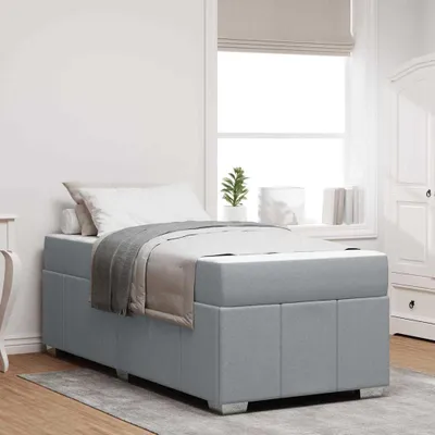 Zdjęcie produktu dla Maison Exclusive – rama łóżka z materacem Jasnoszary 100 x 200 cm Tkanina