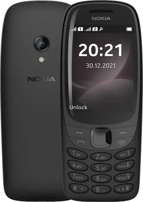 A black Nokia mobile phone is shown from the front and back.