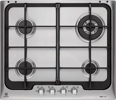 Image de Electrolux PX640UOV Table de cuisson à gaz encastrable, 4 brûleurs, noir, inox