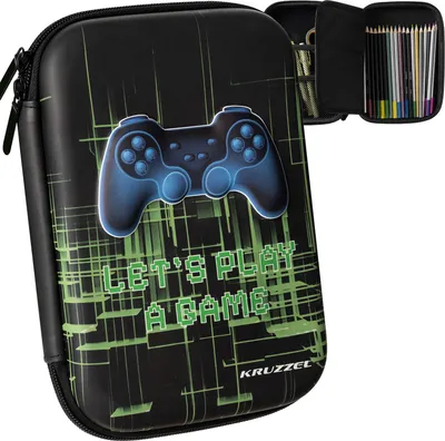 Immagine prodotto di Astuccio per la scuola e l'ufficio 3 scomparti per bambini e adulti design di gioco nero 24533