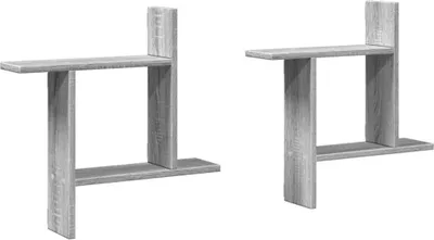 Obrázek produktu pro vidaXL Nástěnné police 2 ks. Šedá Sonoma 50x12x50 cm Materiál na bázi dřeva