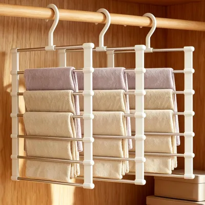 3er-Set 6-in-1 Hosenbügel aus Edelstahl, platzsparend, klappbar