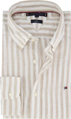 Produktbild von Tommy Hilfiger Hemd beige weiß gestreift normale Passform