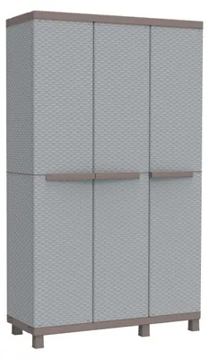 Multifunktionsschrank, Rattan-Optik, 3 Türen, 102x39x170 cm