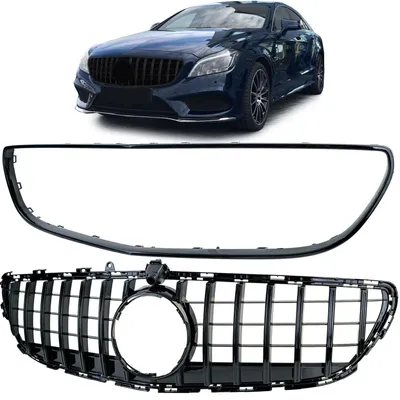Sport Kühlergrill Schwarz Glanz + Rahmen für Mercedes CLS C218 X218 Mopf 14-18 – Produktansicht
