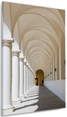Produktbild von Wallario Premium Leinwandbild Gewölbegang in Größe 60 x 90 cm