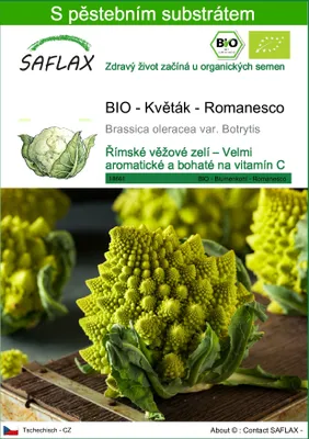 Obrázek produktu pro SAFLAX - BIO - Květák - Romanesco - Brassica oleracea var. Botrytis - 50 Semena - S pěstebním substrátem bez klíčků