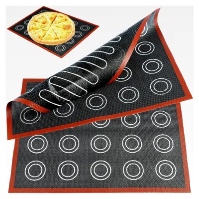 Produktbild von 2 Stück Silikon-Backmatte für Macarons, mikroperforierte Silikon-Backmatte für Antihaft-Ofen, Gebäckzubehör, wiederverwendbar für Macarons/Kekse (30 * 40 cm)