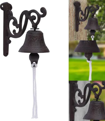 Immagine prodotto di Campanello da giardino retrò - Campanello da parete - Ghisa - Stile vintage - Ø 7,5 cm, lunghezza 5 cm - Per esterni - Aspetto bronzo