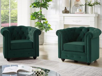 Sessel - Samt - Grün - CHESTERFIELD