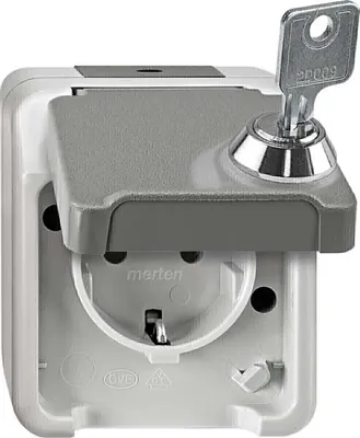 Immagine prodotto di MERTEN MERT SCHUKO serratura per presa di corrente MEG2423-8029 chiave/blocco n. 200 grigio chiaro MEG2423- MEG2423-8029 (MEG2423-8029)