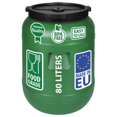 Produktbild von Weithalsfass Futtertonne Fasssilage Regen Fass Gepäcktonne 80 Liter mit Deckel grün