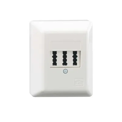 A white TAE connection socket with three ports.