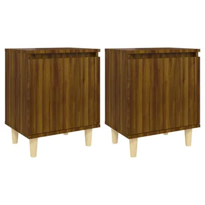 Immagine prodotto di Comodini Gambe in Legno Massello 2 pz Rovere Marrone 40x30x50cm