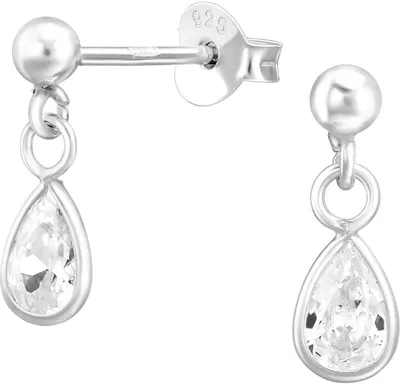 Produktbild von Ohrringe Ohrstecker 925 Sterling Silber mit Kugel und Zirkoniatropfen
