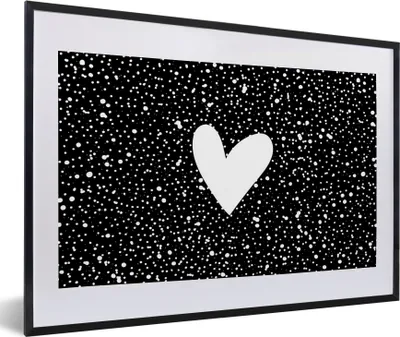 Produktbild von MuchoWow® Gerahmtes Poster Design - Liebe - Herz 60x40 cm - Poster mit Schwarzem Bilderrahmen Wandposter Rahmen Foto Bilder - Schlafzimmer - Plakat in Rahmen - Drucken