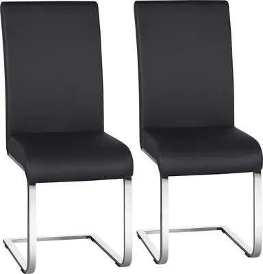 Produktbild von Esszimmerstühle Set von 2 - Schwingstuhl aus Kunstleder mit Bequemer Polsterung - Schwarz