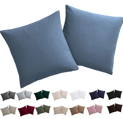 Productafbeelding van Kussensloop, 80 x 80 cm, 2 stuks – Kussensloop, lichtblauw, 100% microvezel, kreukvrij en strijkvrij, met rits