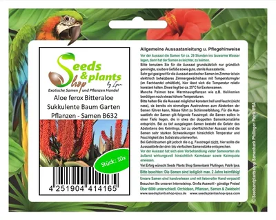 Produktbild von 10x Aloe ferox Bitteraloe Sukkulente Baum Garten Pflanzen - Samen B632