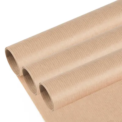 Produktbild von 3 Rollen Geschenkpapier gestreift natur Dekopapier Verpackungspapier