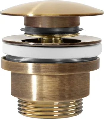 A close-up studio shot of a sink drain stopper.