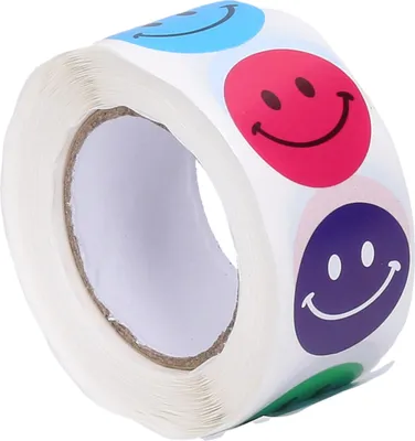 Produktbild von Klebeband 14 m Nachbildung, 500 Stück Aufkleber – gelber Smiley