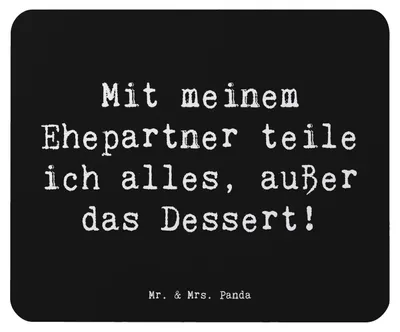 Produktbild von Mr. & Mrs. Panda Mouse Pad Spruch Ehepartner Dessert - Schwarz - Geschenk, Beziehung, Geburtstage, Hochzeit, Mousepad, Teilen, persönliche Grenzen, mousematte, Mauspad